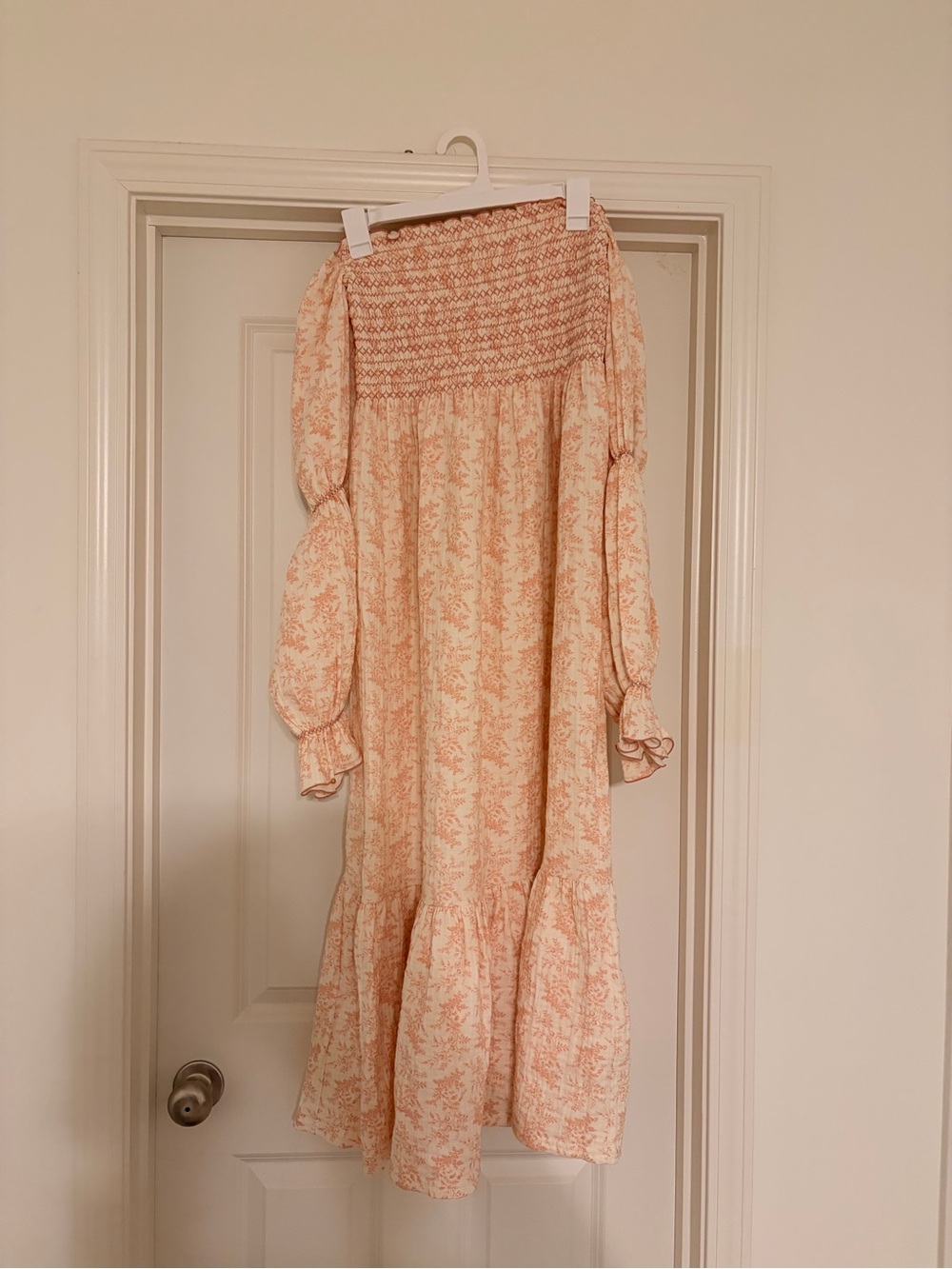 Nothing Fits But Pink Floral Toile Long Sleeve Maxi Dress, M/L